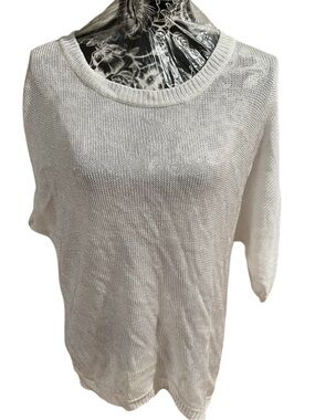 Dolce Cabo size XL Lightweight white crew neck 3/4 sleeve open back sweater